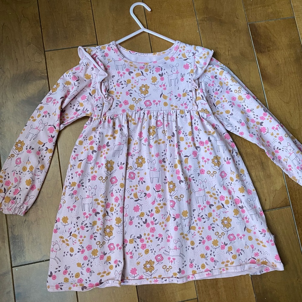 Charming Pink Dress with Floral and Animal Print